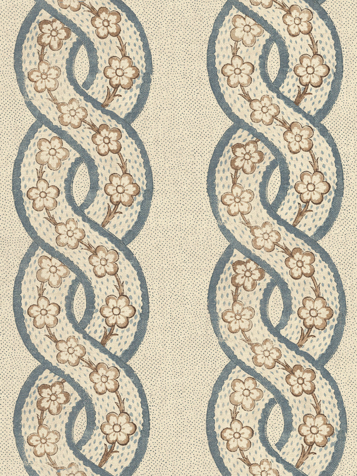 'Whitby' Tea Stained Linen Fabric by Nathan Turner - Blue Brown