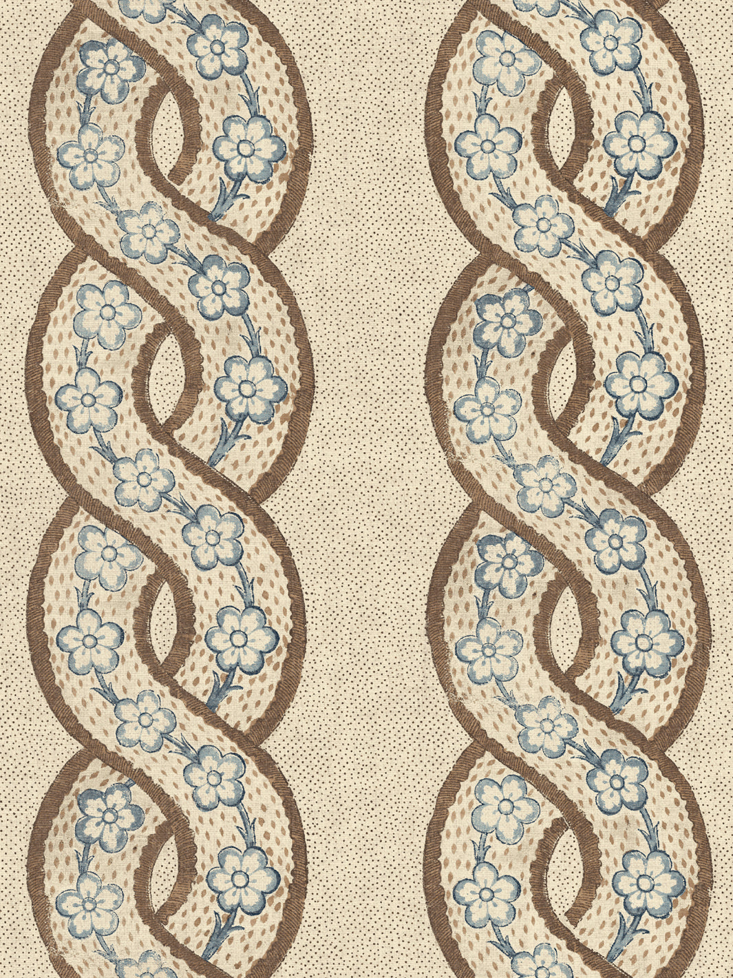 'Whitby' Tea Stained Linen Fabric by Nathan Turner - Brown Darker Blue