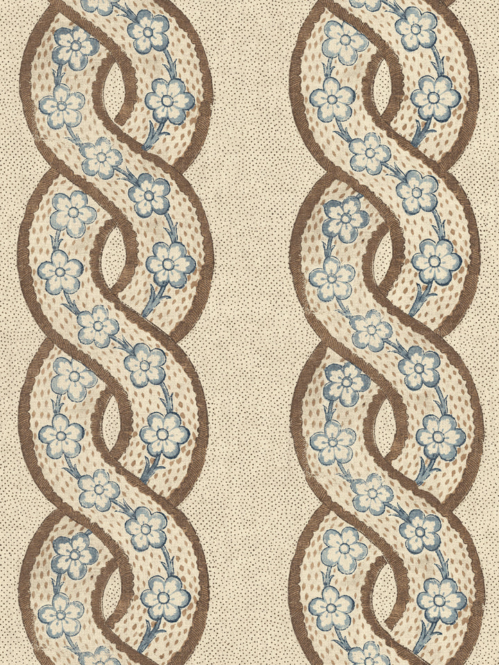 'Whitby' Tea Stained Linen Fabric by Nathan Turner - Brown Darker Blue