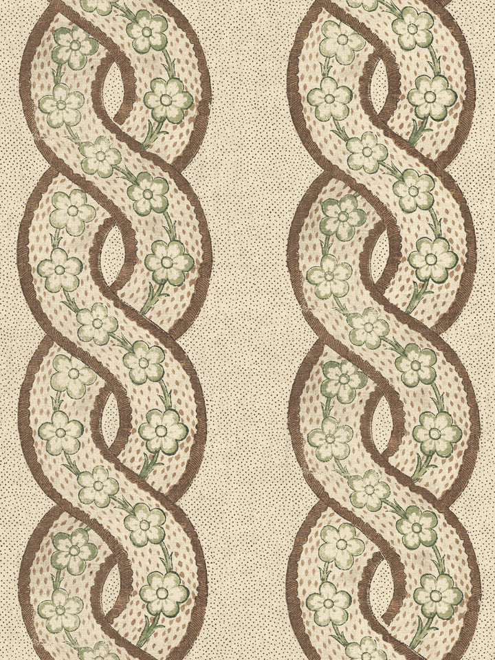 'Whitby' Tea Stained Linen Fabric by Nathan Turner - Brown Green