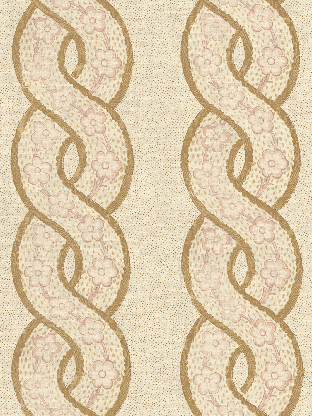 'Whitby' Tea Stained Linen Fabric by Nathan Turner - Gold Pink