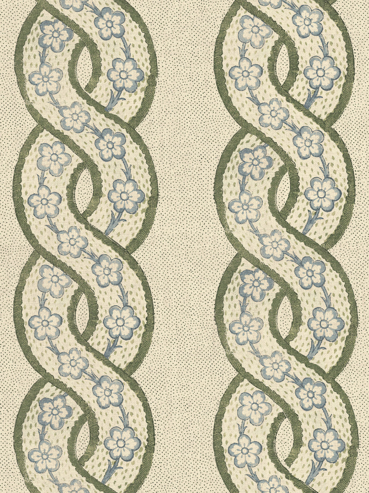 'Whitby' Tea Stained Linen Fabric by Nathan Turner - Green Blue