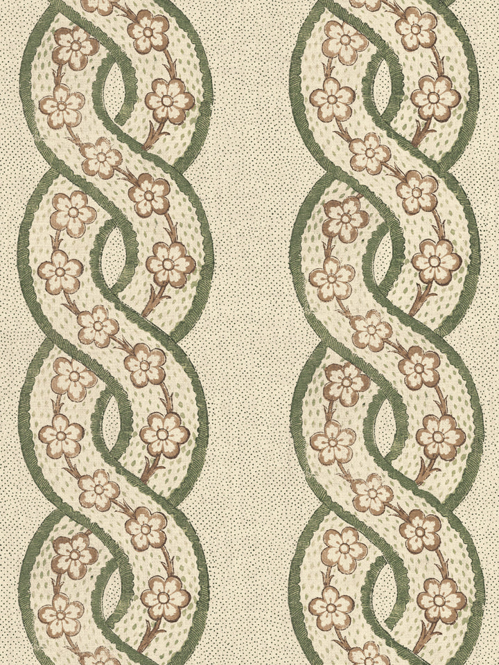 'Whitby' Tea Stained Linen Fabric by Nathan Turner - Green Brown