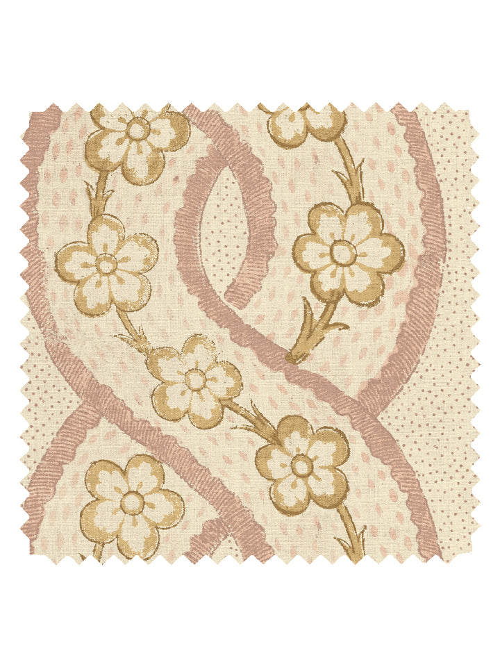 'Whitby' Tea Stained Linen Fabric by Nathan Turner - Pink Gold
