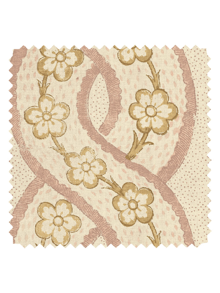 'Whitby' Tea Stained Linen Fabric by Nathan Turner - Pink Gold
