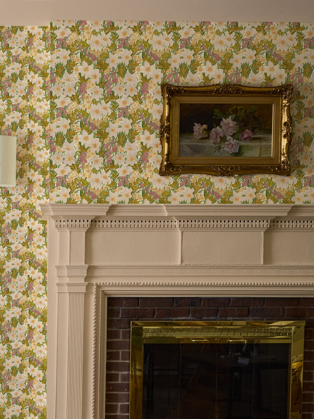 'Wild Bouquet' Wallpaper in Vintage Citrine - Room Scene