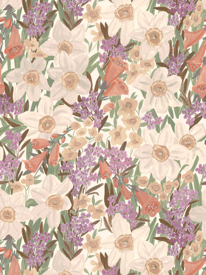 'Wild Bouquet' Wallpaper by Wallshoppe - Vintage Cream