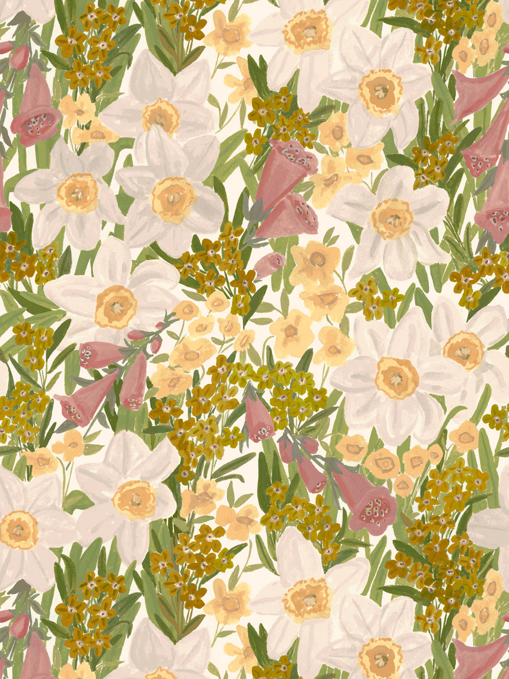 'Wild Bouquet' Wallpaper in Vintage Citrine - Design Pattern