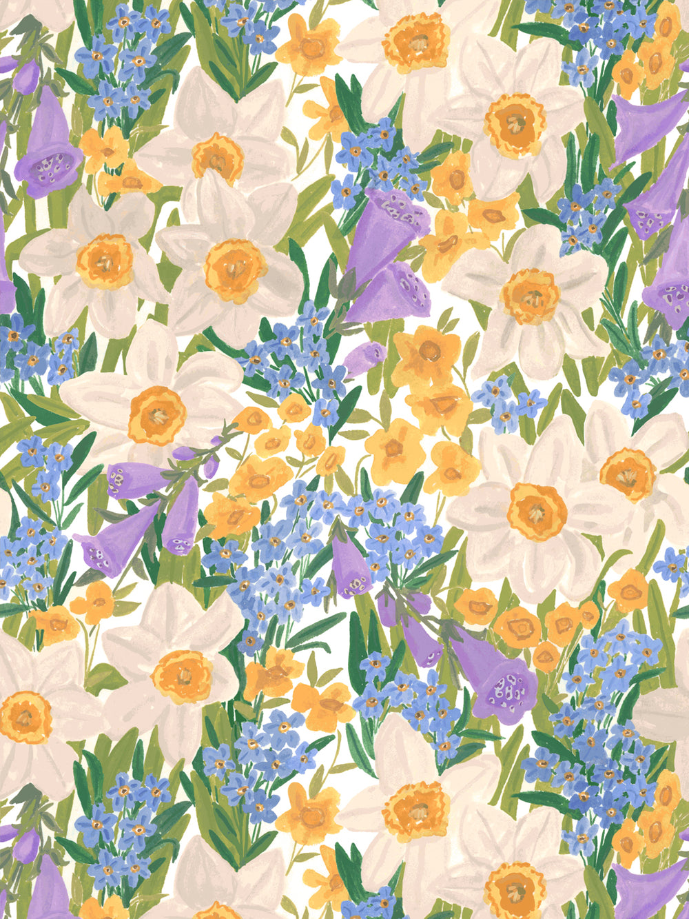 'Wild Bouquet' Wallpaper in Yellow Bouquet - Design Pattern