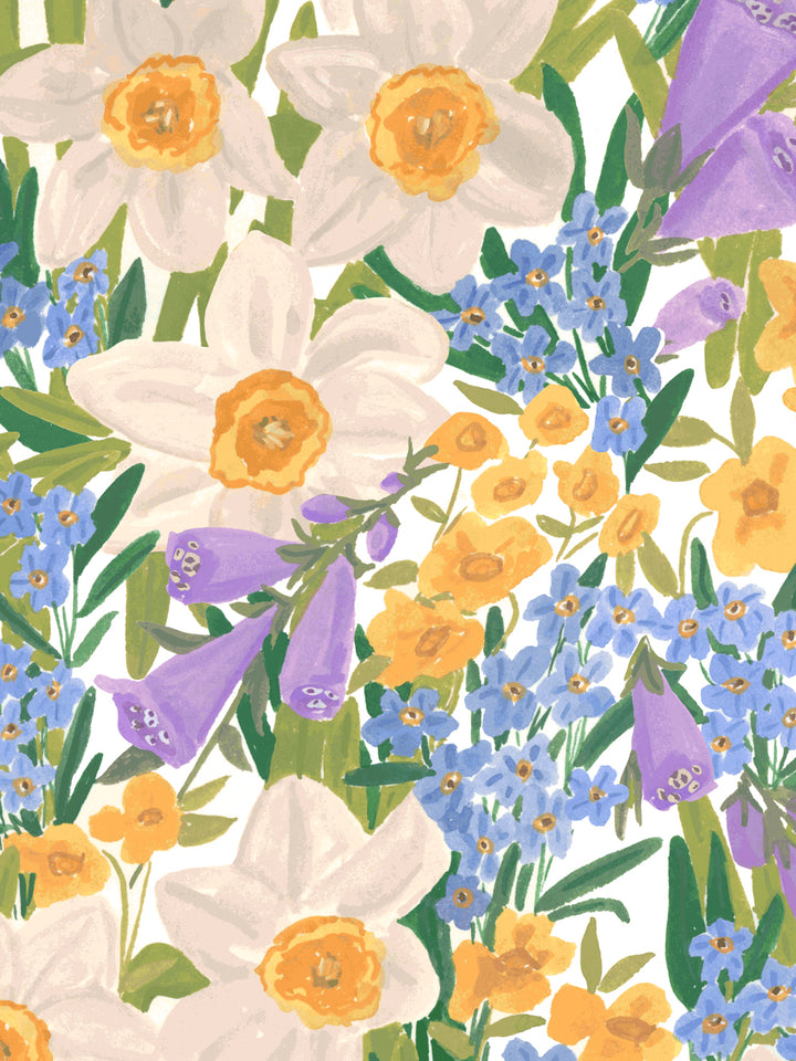 'Wild Bouquet' Wallpaper in Yellow Bouquet - Detail Close-Up