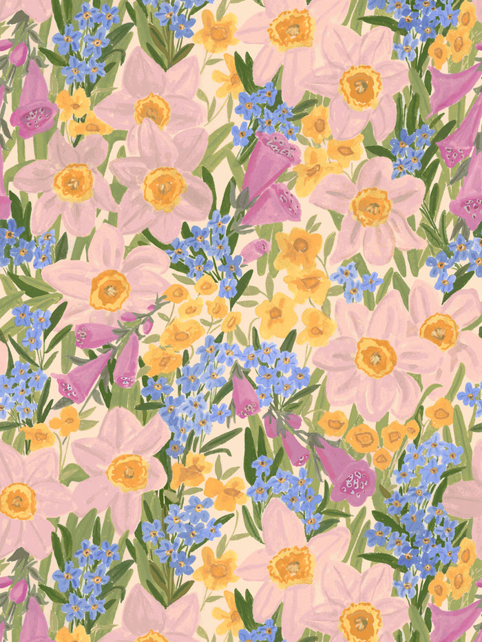 'Wild Bouquet' Wallpaper by Wallshoppe - Pink Bouquet