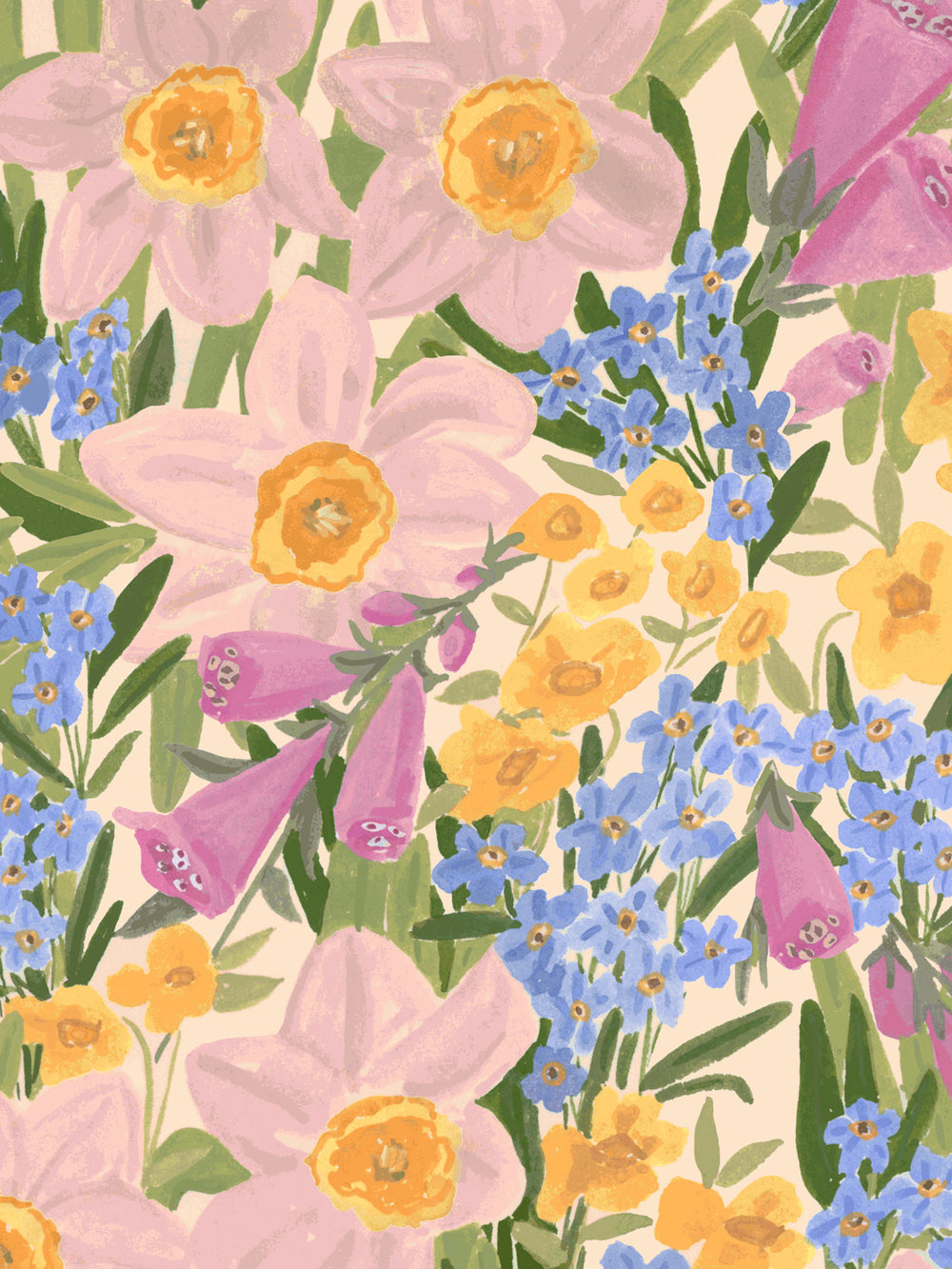 'Wild Bouquet' Wallpaper in Pink Bouquet - Detail Close-Up