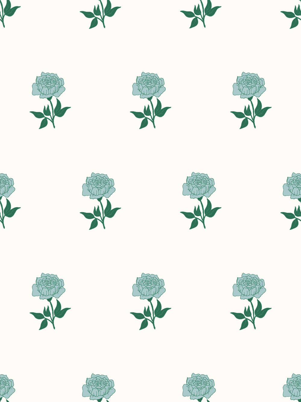 Wild Rosette Wallpaper in Lagoon Noir - Design Pattern