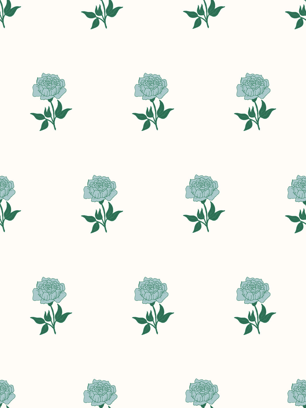 Wild Rosette Wallpaper in Lagoon Noir - Design Pattern