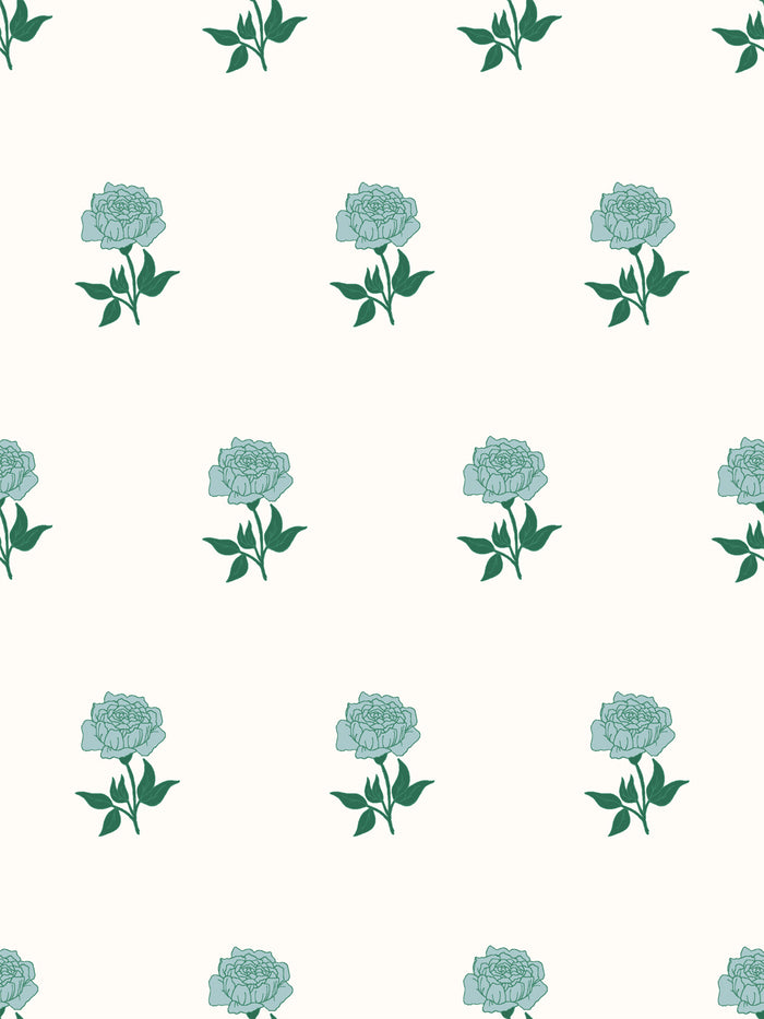 'Wild Rosette' Wallpaper by Wallshoppe - Lagoon Noir