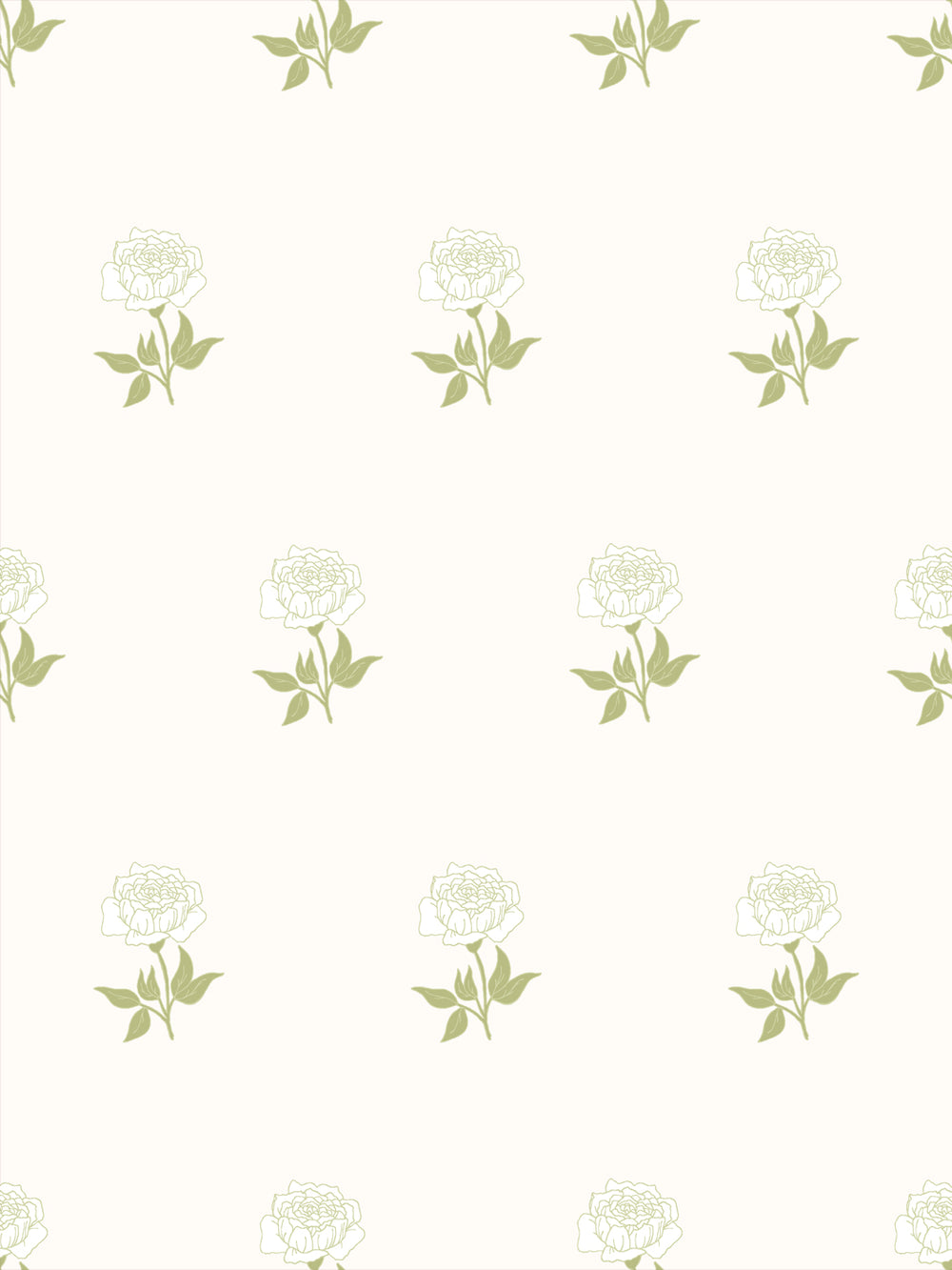 Wild Rosette Wallpaper in Mossy Cream - Design Pattern