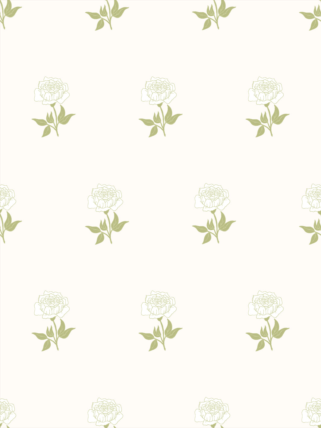 Wild Rosette Wallpaper in Mossy Cream - Design Pattern