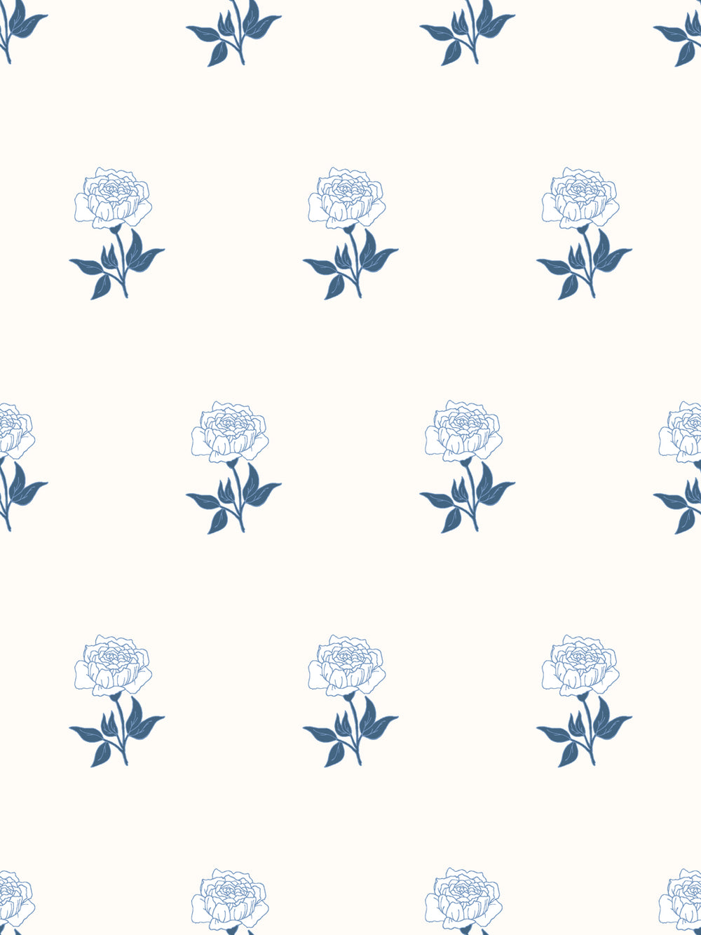 Wild Rosette Wallpaper in Navy Bisque - Design Pattern