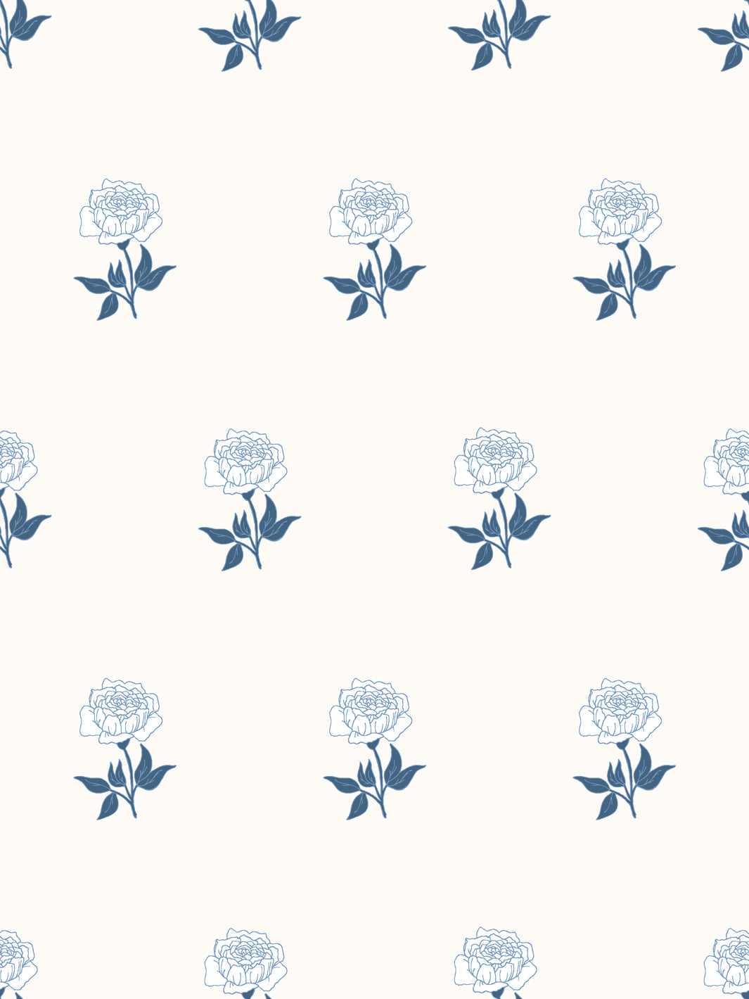 Wild Rosette Wallpaper in Navy Bisque - Design Pattern