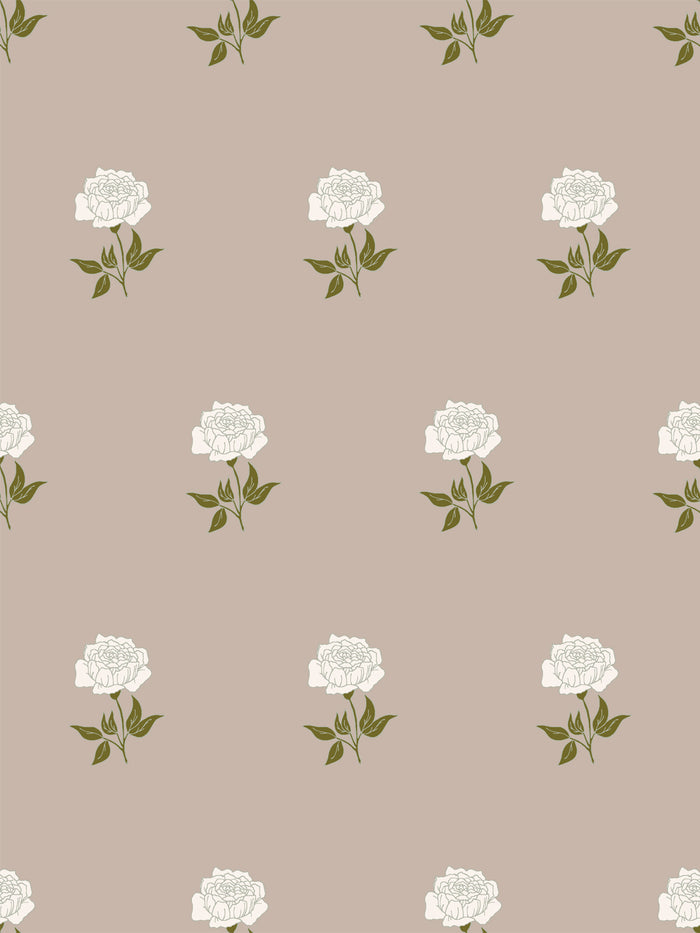 'Wild Rosette' Wallpaper by Wallshoppe - Olive Husk