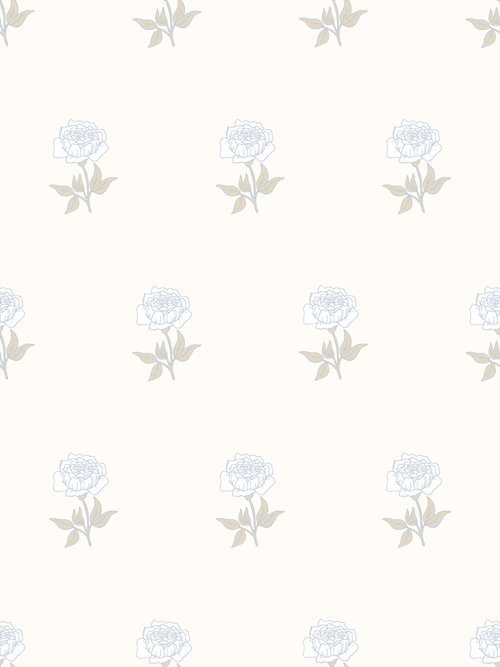 Wild Rosette Wallpaper in Powdered Hay - Design Pattern