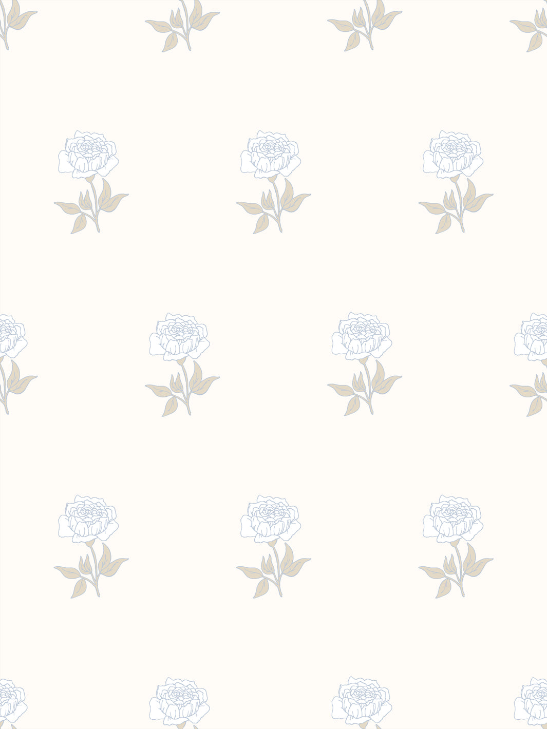 Wild Rosette Wallpaper in Powdered Hay - Design Pattern