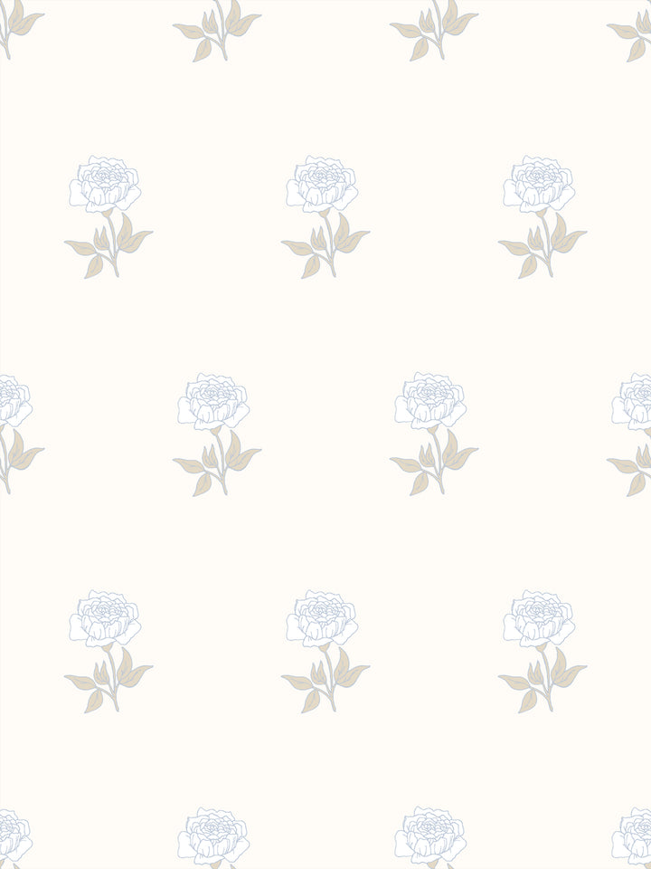Wild Rosette Wallpaper in Powdered Hay - Design Pattern