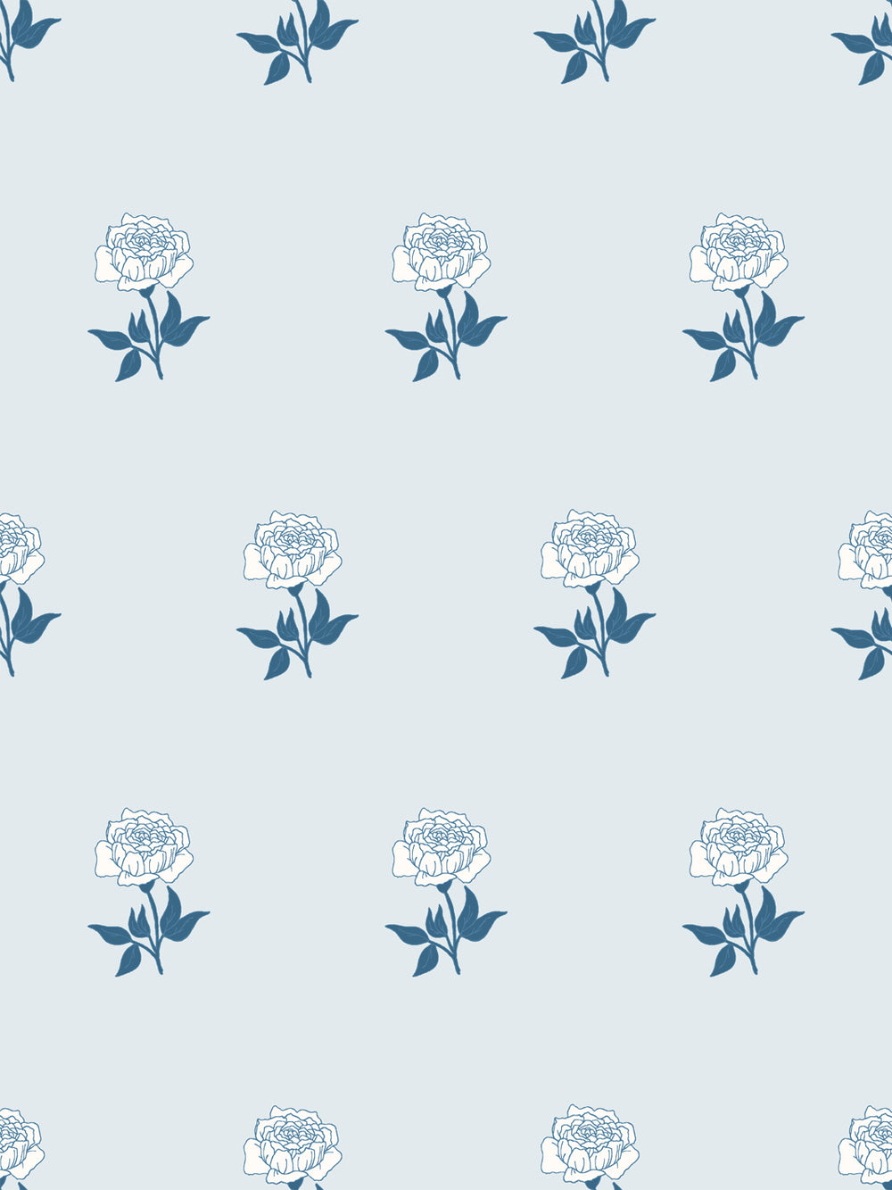 Wild Rosette Wallpaper in Powdered Navy - Design Pattern