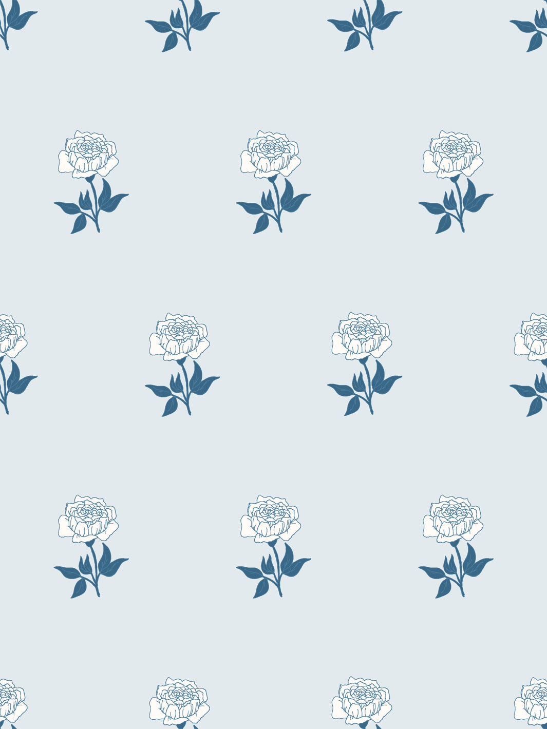 Wild Rosette Wallpaper in Powdered Navy - Design Pattern