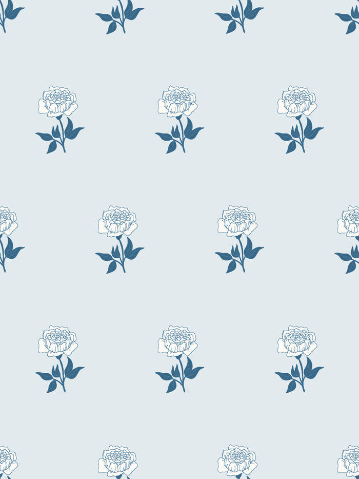 'Wild Rosette' Wallpaper by Wallshoppe - Powdered Navy