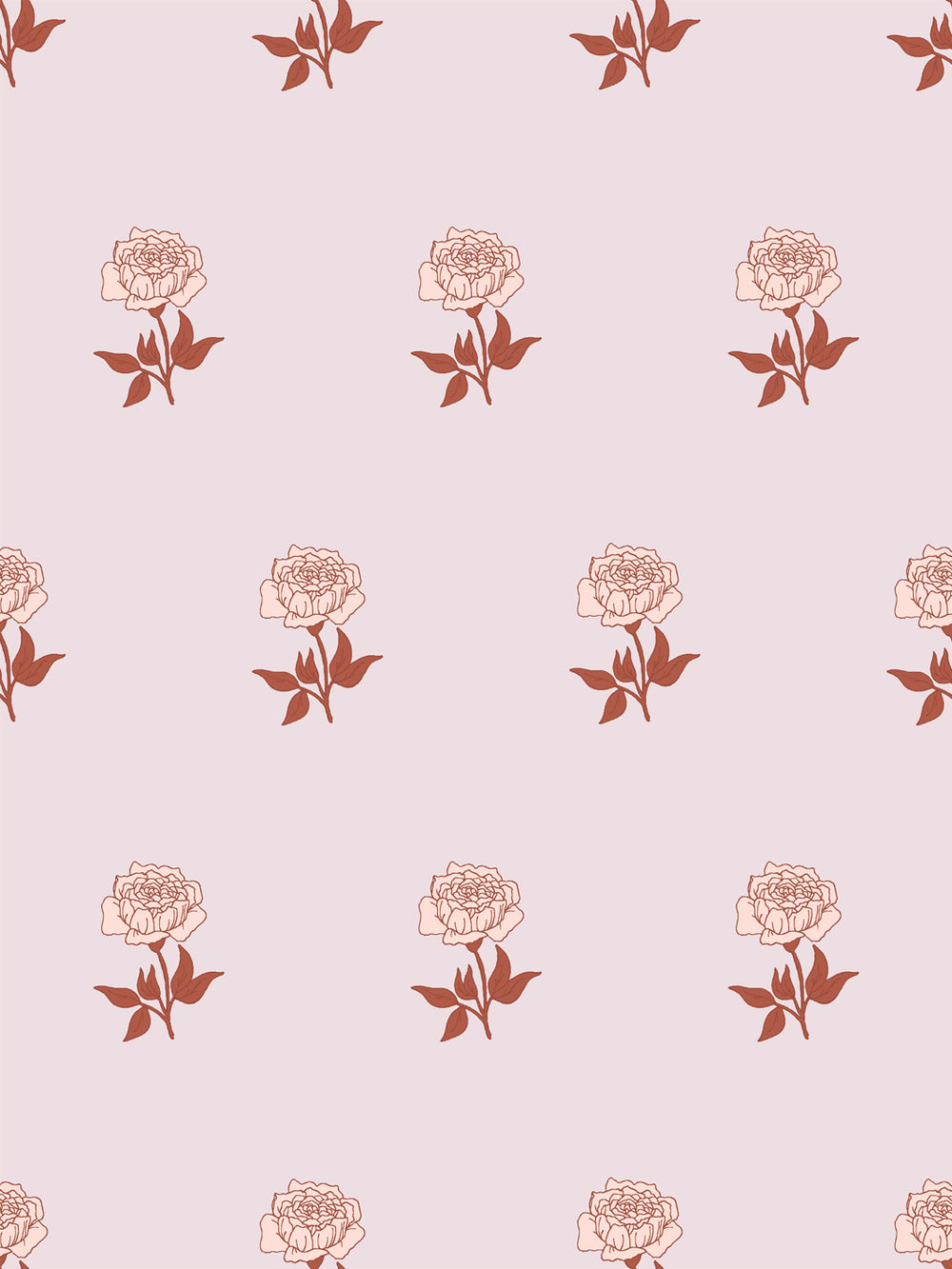Wild Rosette Wallpaper in Sienna Blush - Design Pattern