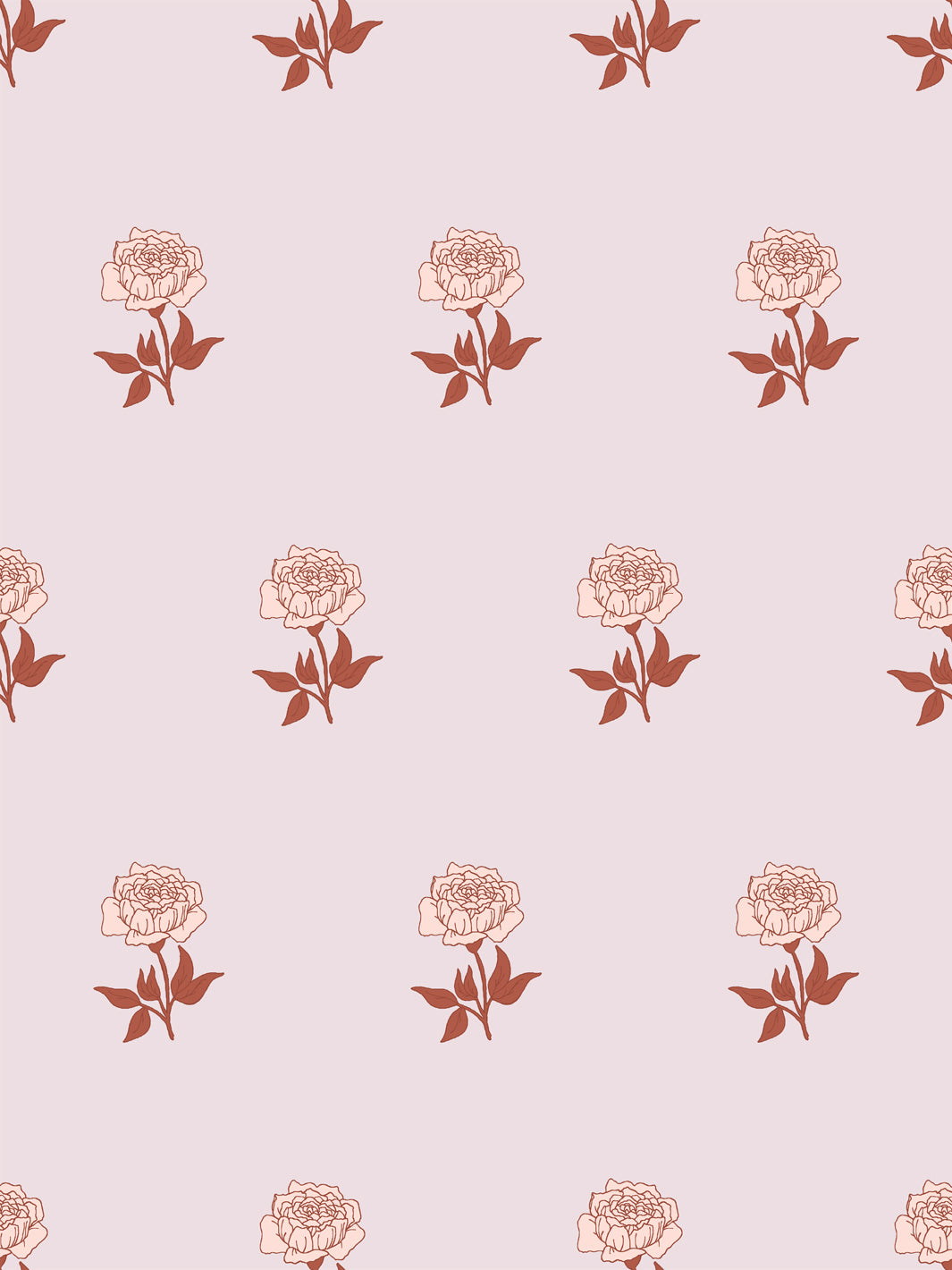 Wild Rosette Wallpaper in Sienna Blush - Design Pattern