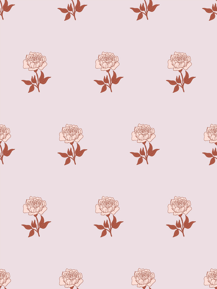 Wild Rosette Wallpaper in Sienna Blush - Design Pattern