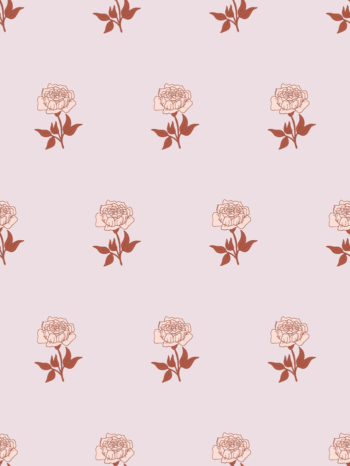 'Wild Rosette' Wallpaper by Wallshoppe - Sienna Blush