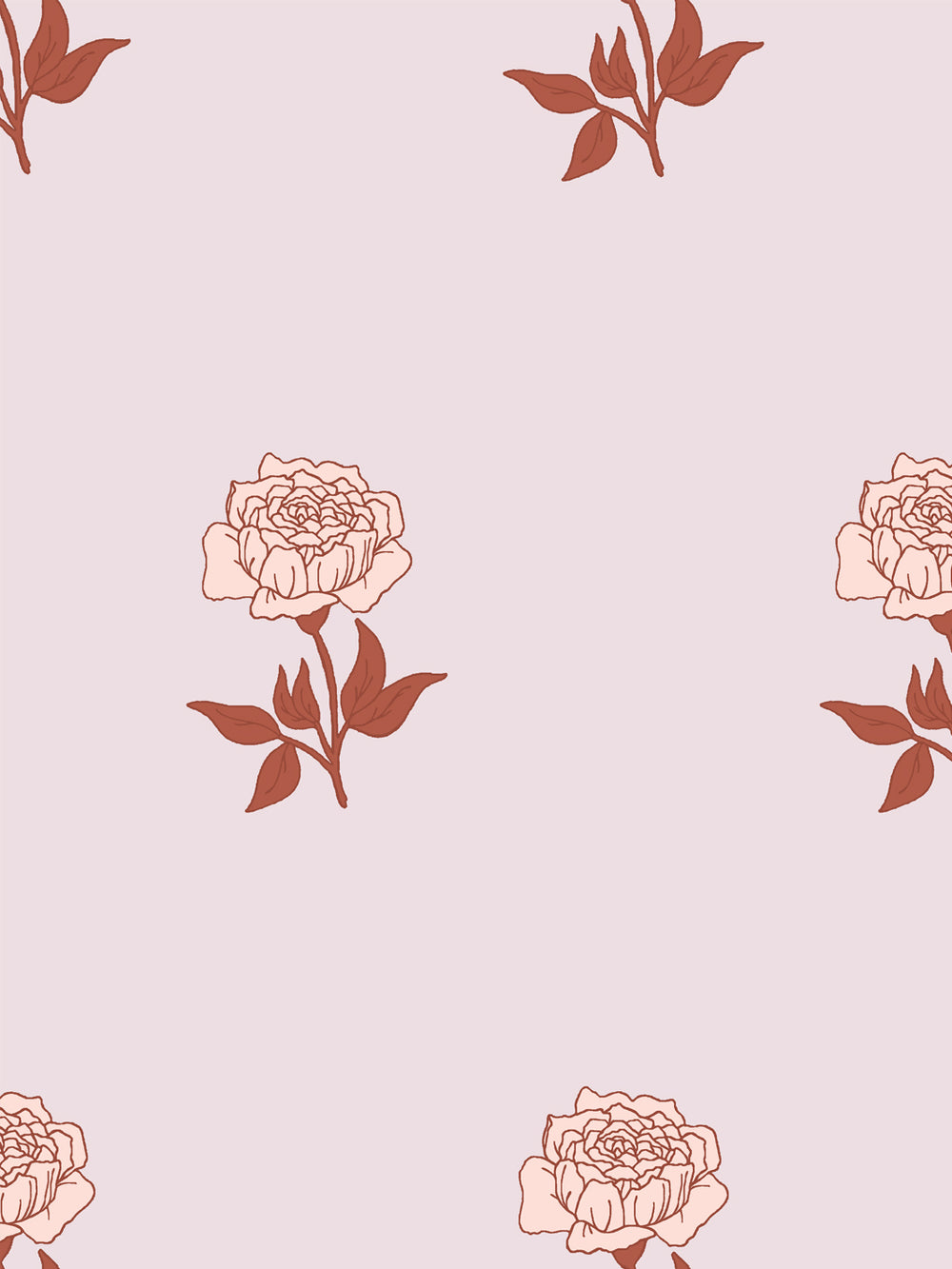 Wild Rosette Wallpaper in Sienna Blush - Detail Close-Up