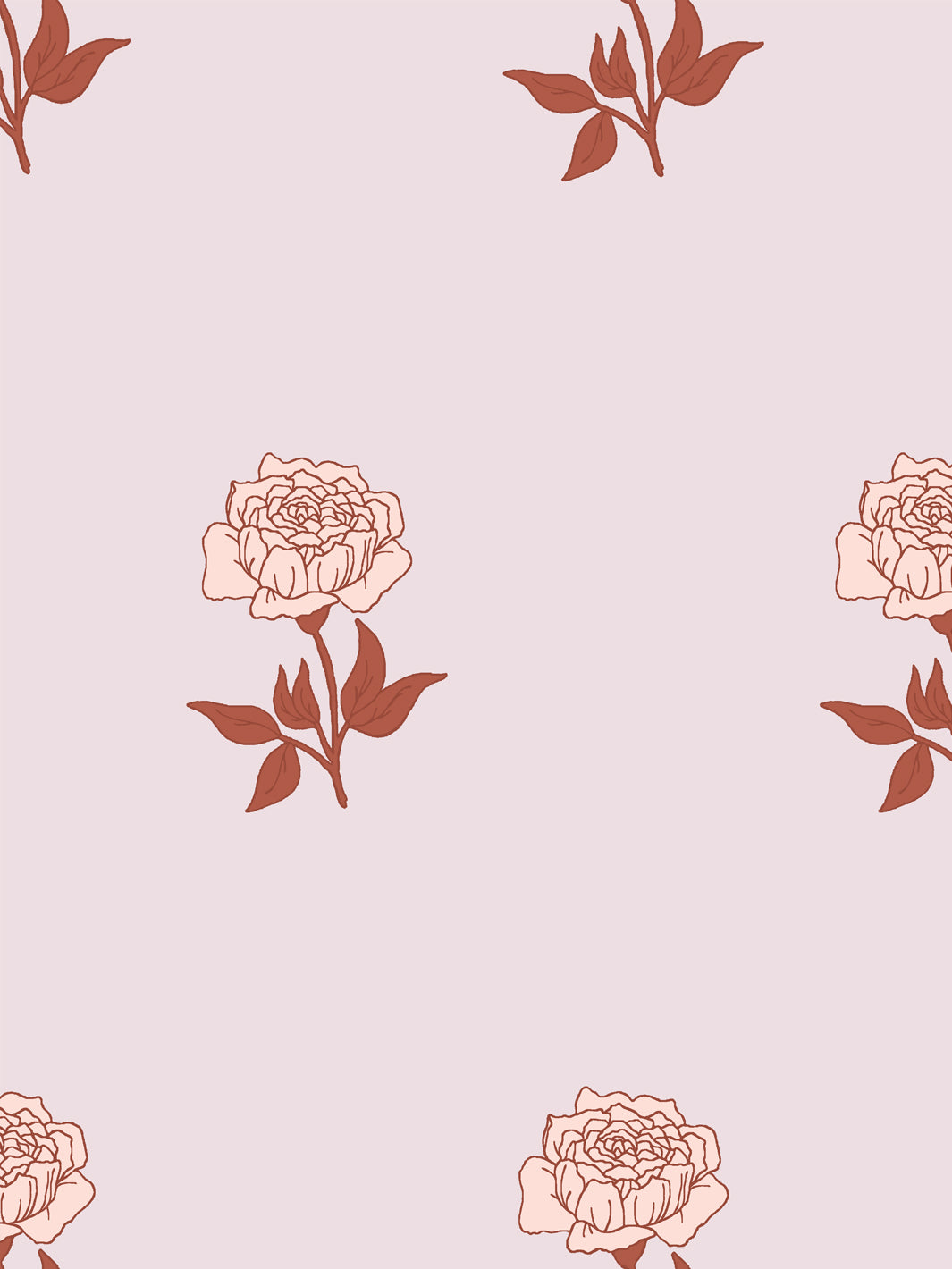 Wild Rosette Wallpaper in Sienna Blush - Detail Close-Up