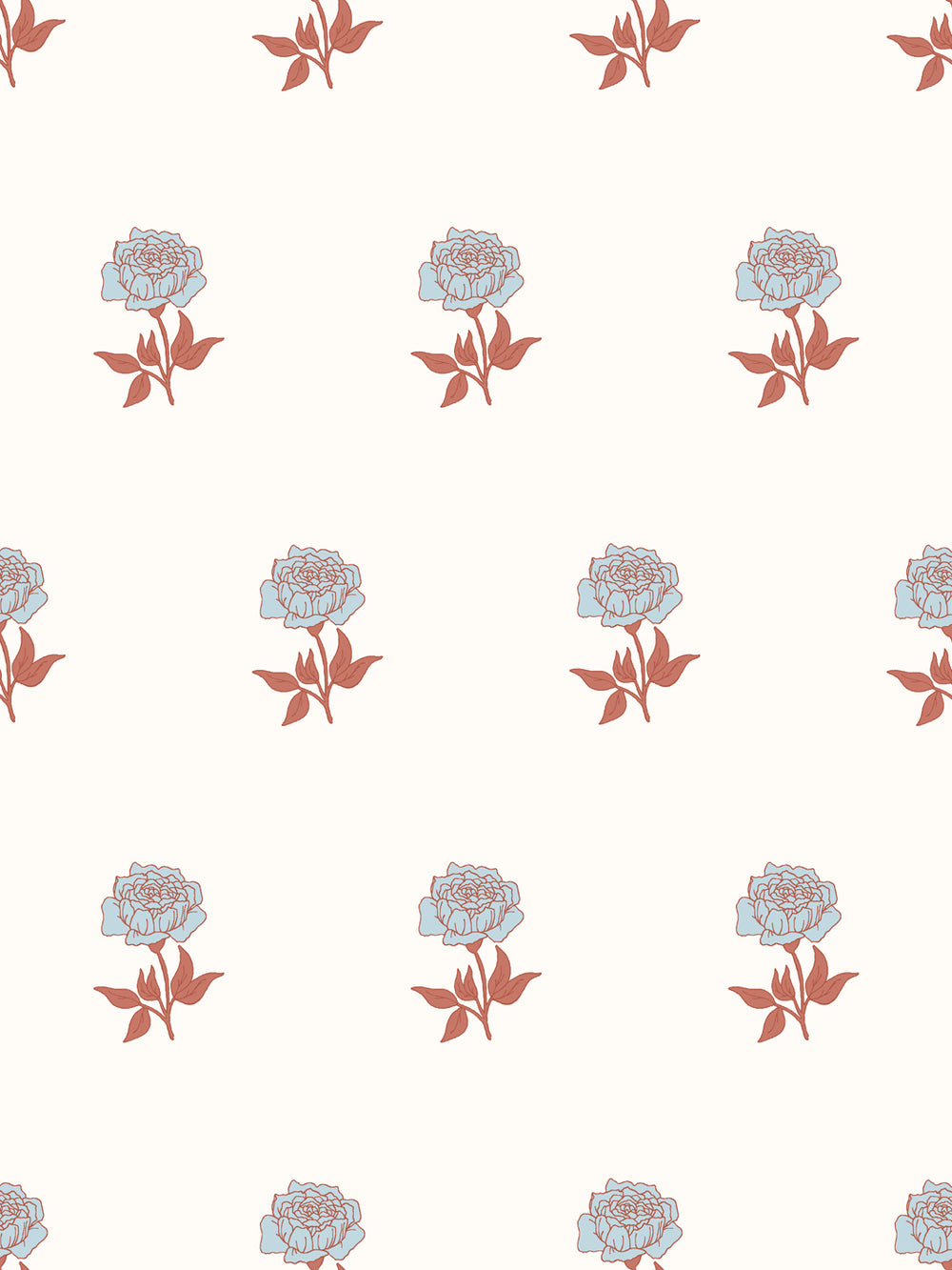 Wild Rosette Wallpaper in Sienna Sky Bisque - Design Pattern