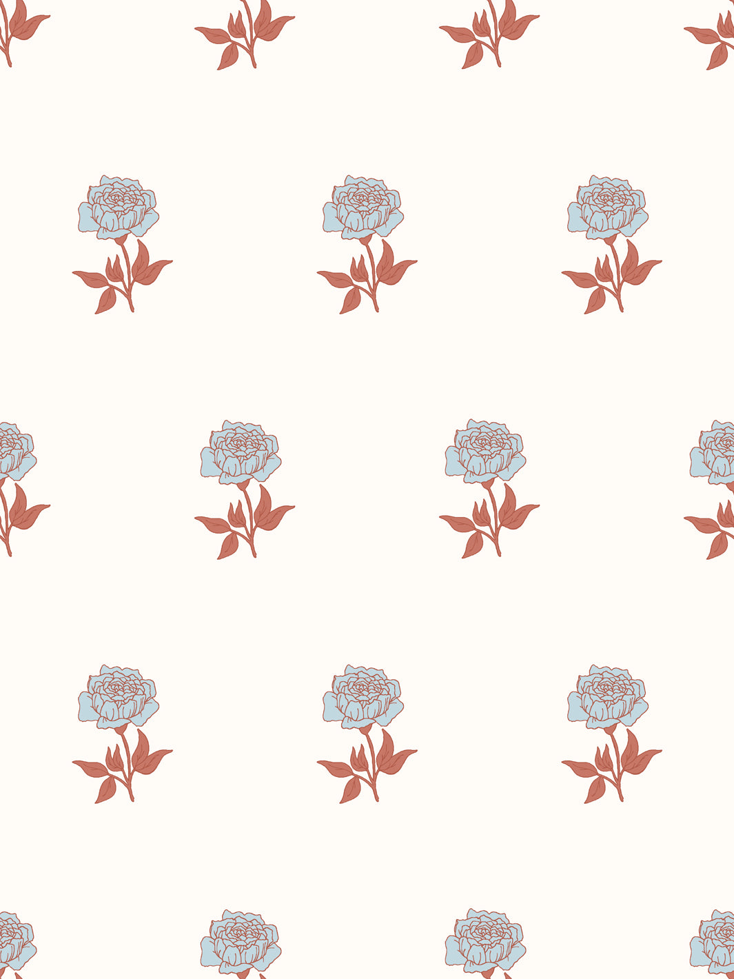 Wild Rosette Wallpaper in Sienna Sky Bisque - Design Pattern