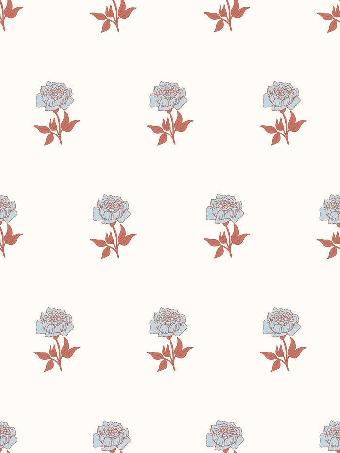'Wild Rosette' Wallpaper by Wallshoppe - Sienna Sky Bisque
