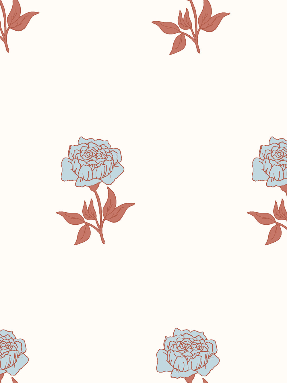 Wild Rosette Wallpaper in Sienna Sky Bisque - Detail Close-Up