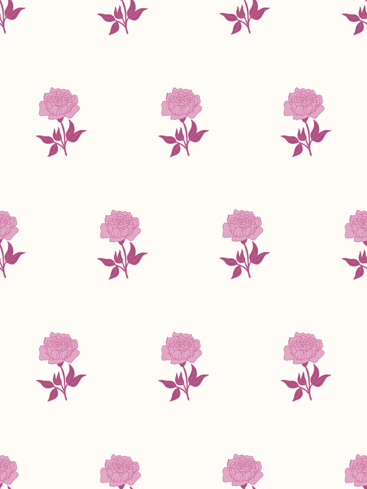 Wild Rosette Wallpaper in Soft Orchid - Design Pattern