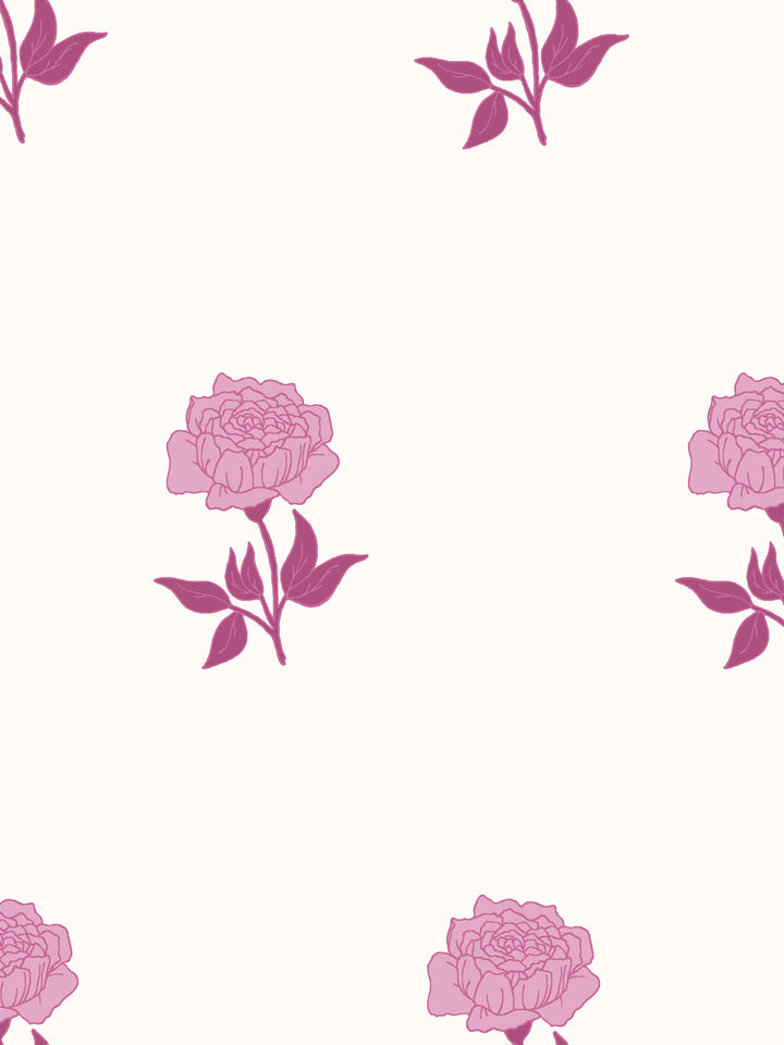 Wild Rosette Wallpaper in Soft Orchid - Detail Close-Up