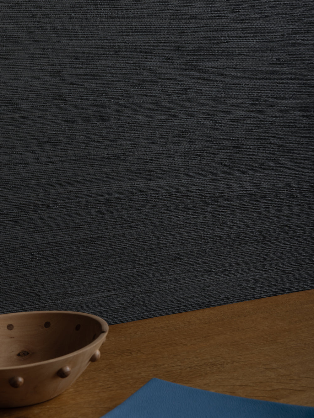 woven solid grasscloth wallpaper in fog