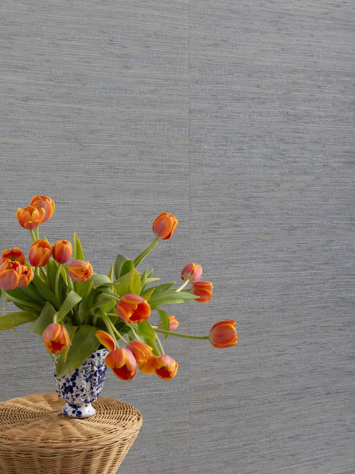 woven solid grasscloth wallpaper in porcelain