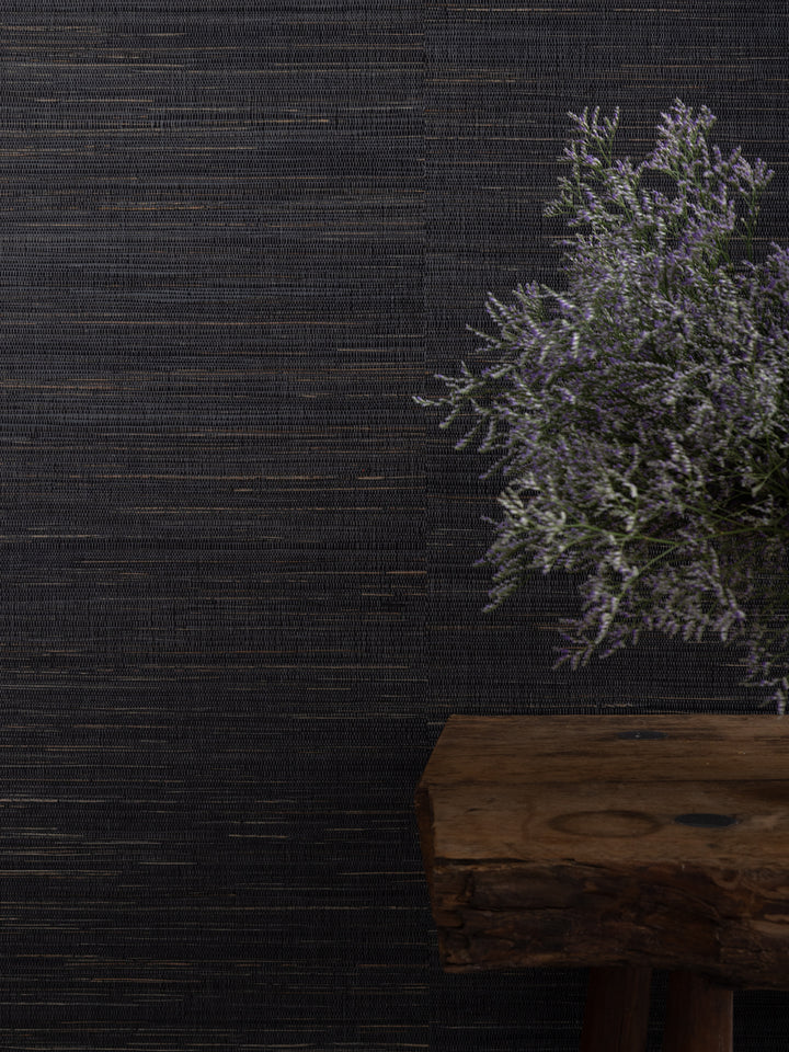 woven two tone grasscloth wallpaper in tar