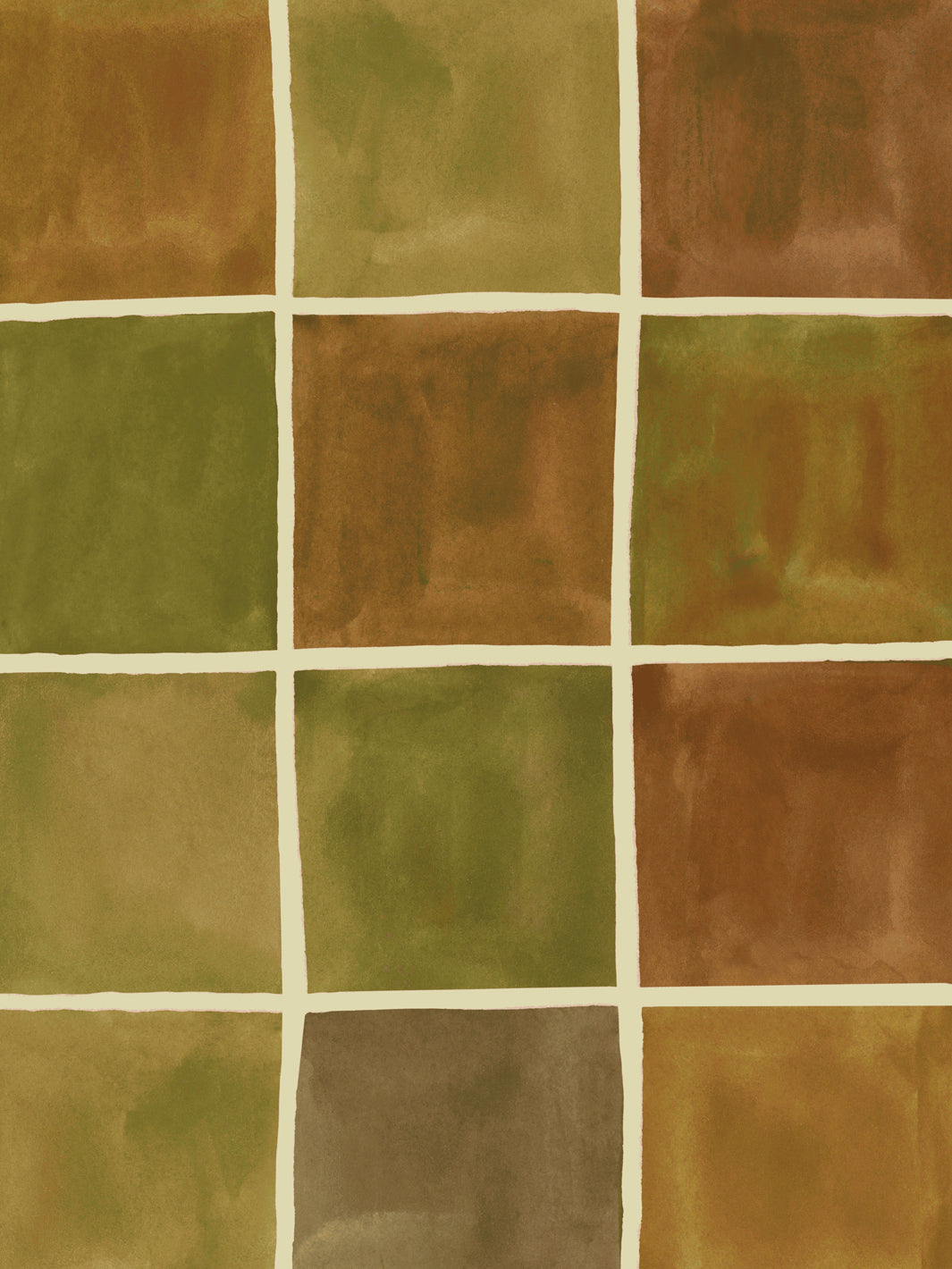 'Zellige' Wallpaper in Amber Citrine - Detail Close-Up