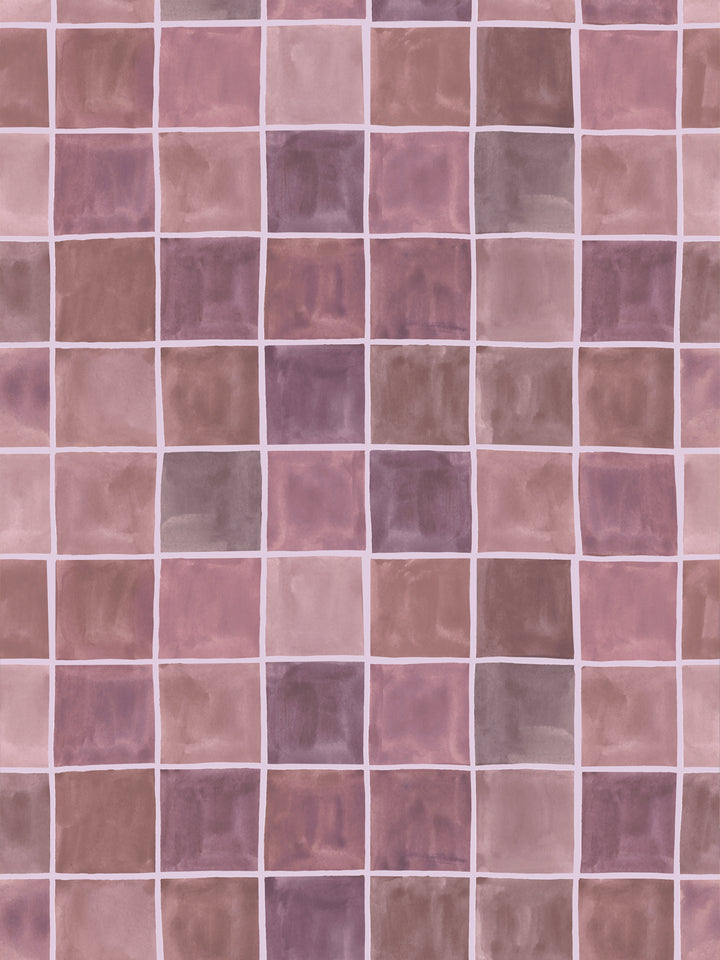 'Zellige' Wallpaper in Copper Mauve - Design Pattern