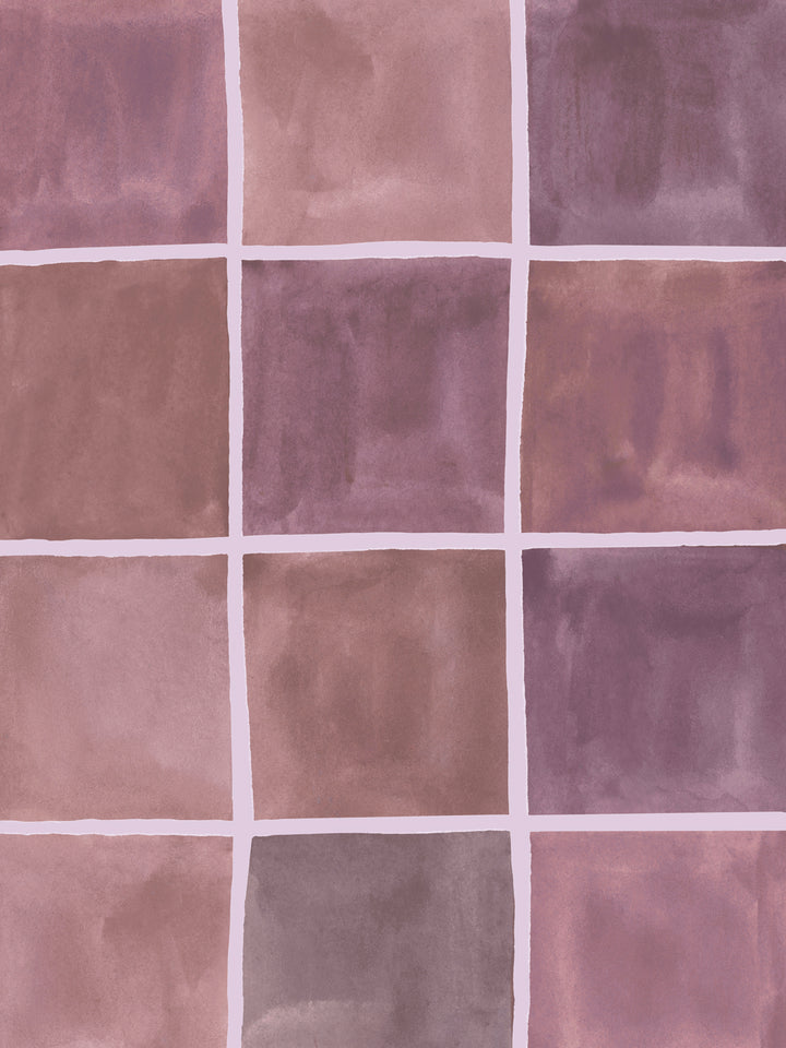 'Zellige' Wallpaper in Copper Mauve - Detail Close-Up