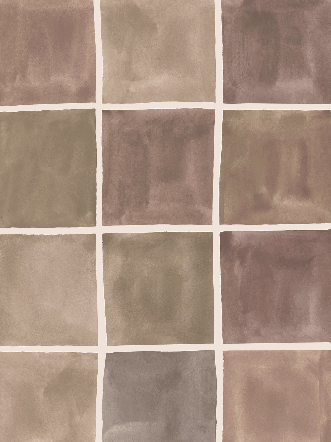 'Zellige' Wallpaper in Earth - Detail Close-Up