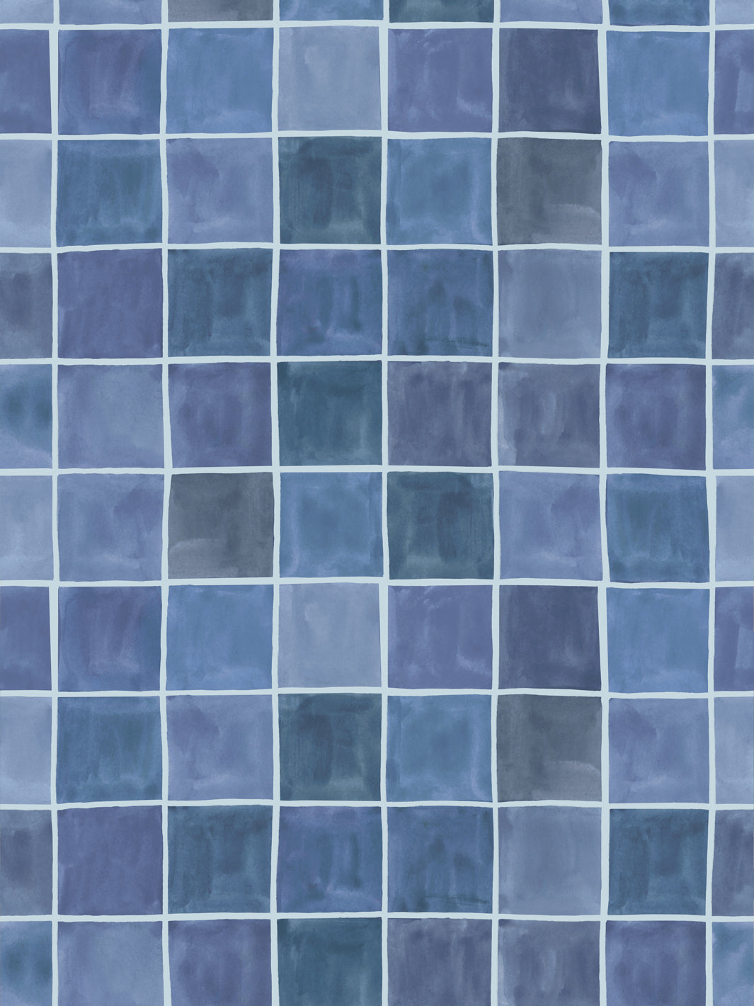 'Zellige' Wallpaper in Mediterranean Blue - Design Pattern
